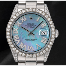 Rolex Datejust 36mm 1601 Blue Mother of Pearl Roman Diamond Dial Stainless Steel Watch