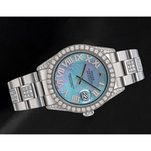 Rolex Datejust 36mm 1601 Blue Mother of Pearl Roman Diamond Dial Stainless Steel Watch
