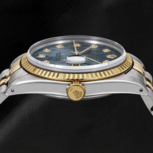 Rolex Datejust 36mm 16233 Blue Mother of Pearl Diamond Dial Two Tone Watch