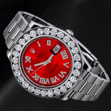 Rolex Datejust 41mm 116300 Red Roman Diamond Dial Diamond Bezel Watch