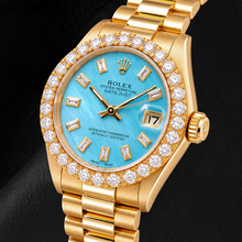 Rolex Datejust 68278 31mm Blue Mother of Pearl Diamond Dial Yellow Gold Watch
