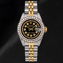 Rolex Datejust 6917 26mm Black String Diamond Dial Two Tone Jubilee Bracelet Watch