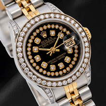 Rolex Datejust 6917 26mm Black String Diamond Dial Two Tone Jubilee Bracelet Watch