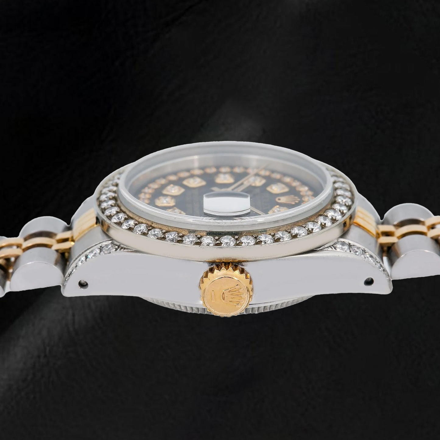 Rolex Datejust 6917 26mm Black String Diamond Dial Two Tone Jubilee Bracelet Watch