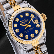 Rolex Datejust 6917 26mm Blue Diamond Dial Two Tone Semi Diamond Jubilee Bracelet Watch