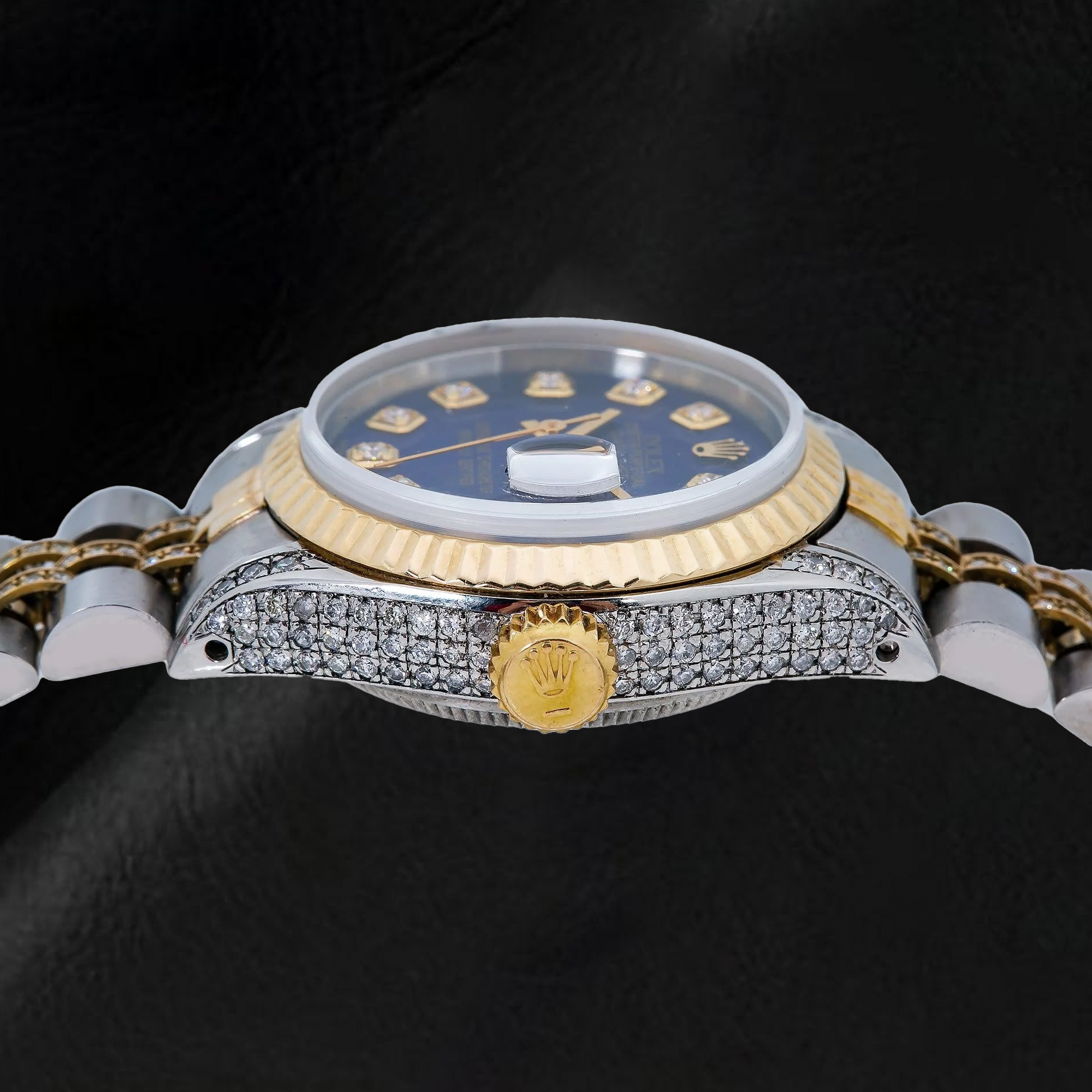 Rolex Datejust 6917 26mm Blue Diamond Dial Two Tone Semi Diamond Jubilee Bracelet Watch