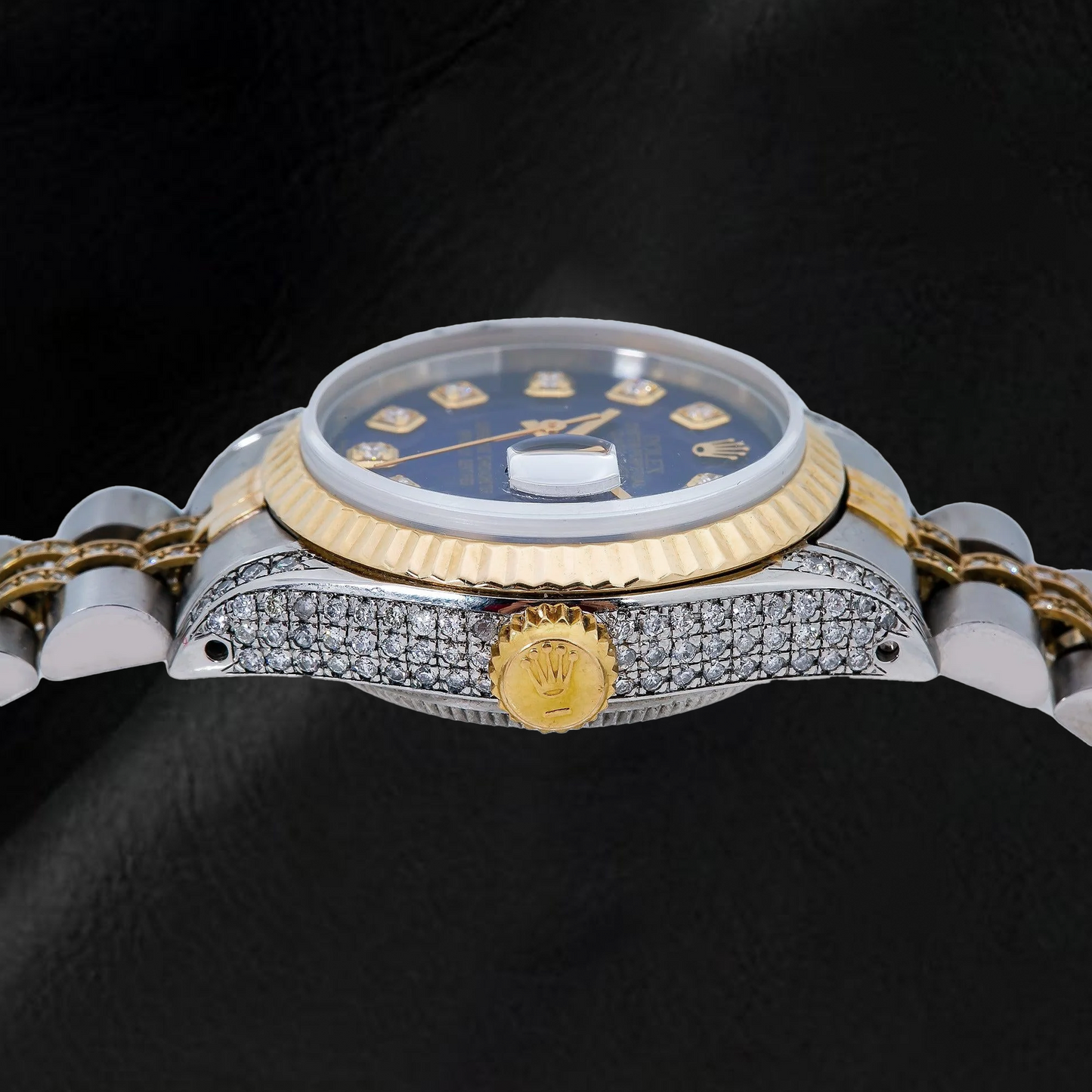 Rolex Datejust 6917 26mm Blue Diamond Dial Two Tone Semi Diamond Jubilee Bracelet Watch