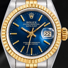 Rolex Datejust 6917 26mm Blue Stick Dial Fluted Bezel Two Tone Jubilee Bracelet Watch