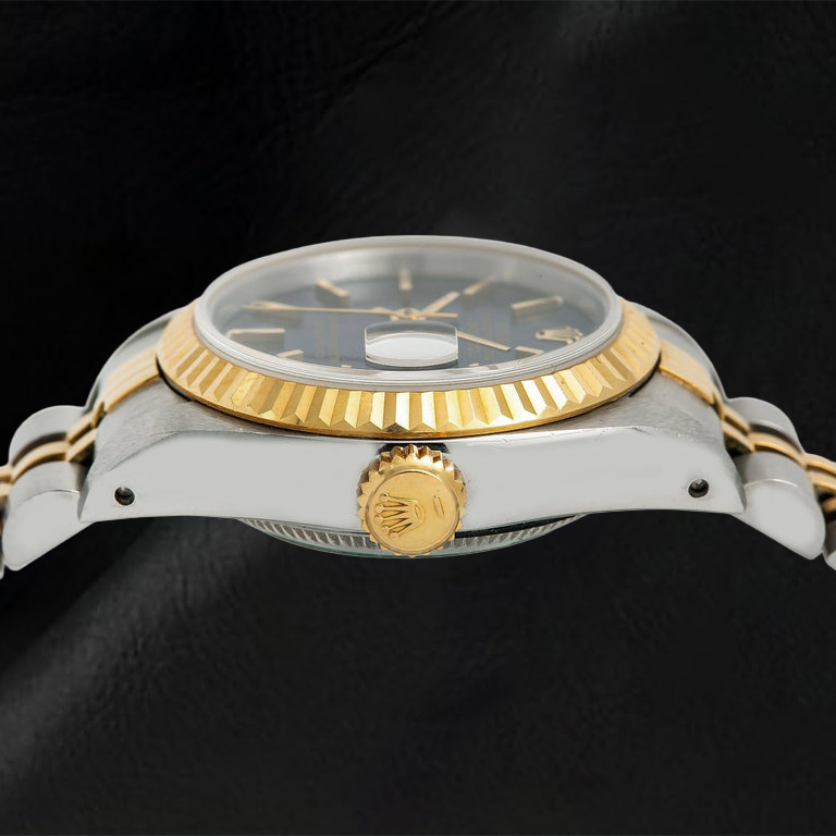 Rolex Datejust 6917 26mm Blue Stick Dial Fluted Bezel Two Tone Jubilee Bracelet Watch