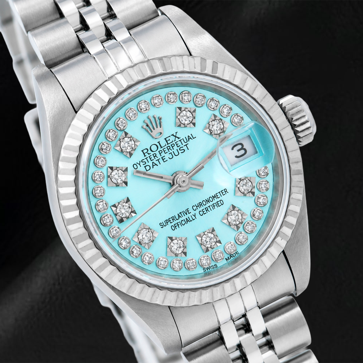 Rolex Datejust 6917 26mm Ice Blue String Diamond Dial Stainless Steel Jubilee Bracelet Watch