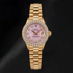 Rolex Datejust 6917 26mm Pink Jubilee Diamond Dial Yellow Gold Watch
