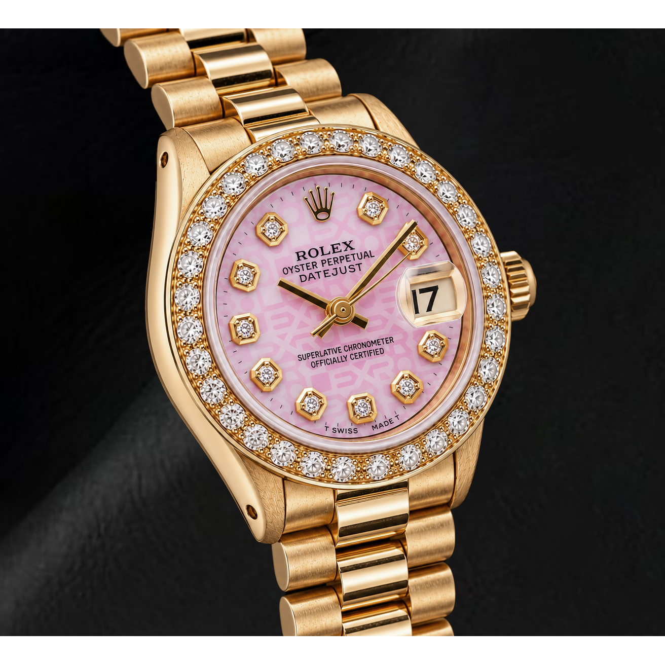 Rolex Datejust 6917 26mm Pink Jubilee Diamond Dial Yellow Gold Watch