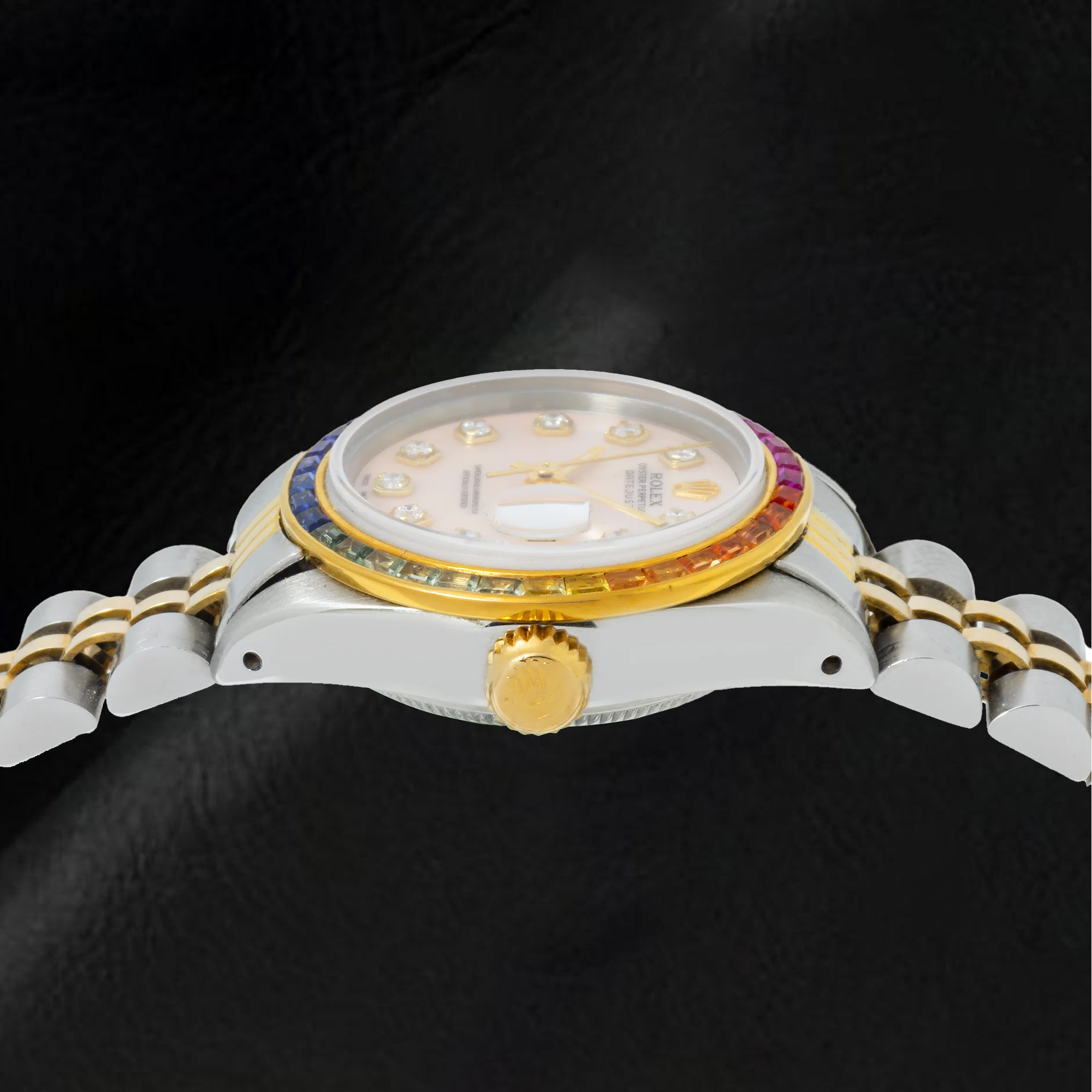 Rolex Datejust 6917 26mm Pink Mother of Pearl Diamond Dial Two Tone Jubilee Bracelet Watch