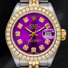 Rolex Datejust 6917 26mm Purple Diamond Dial Two Tone Semi Diamond Jubilee Bracelet Watch
