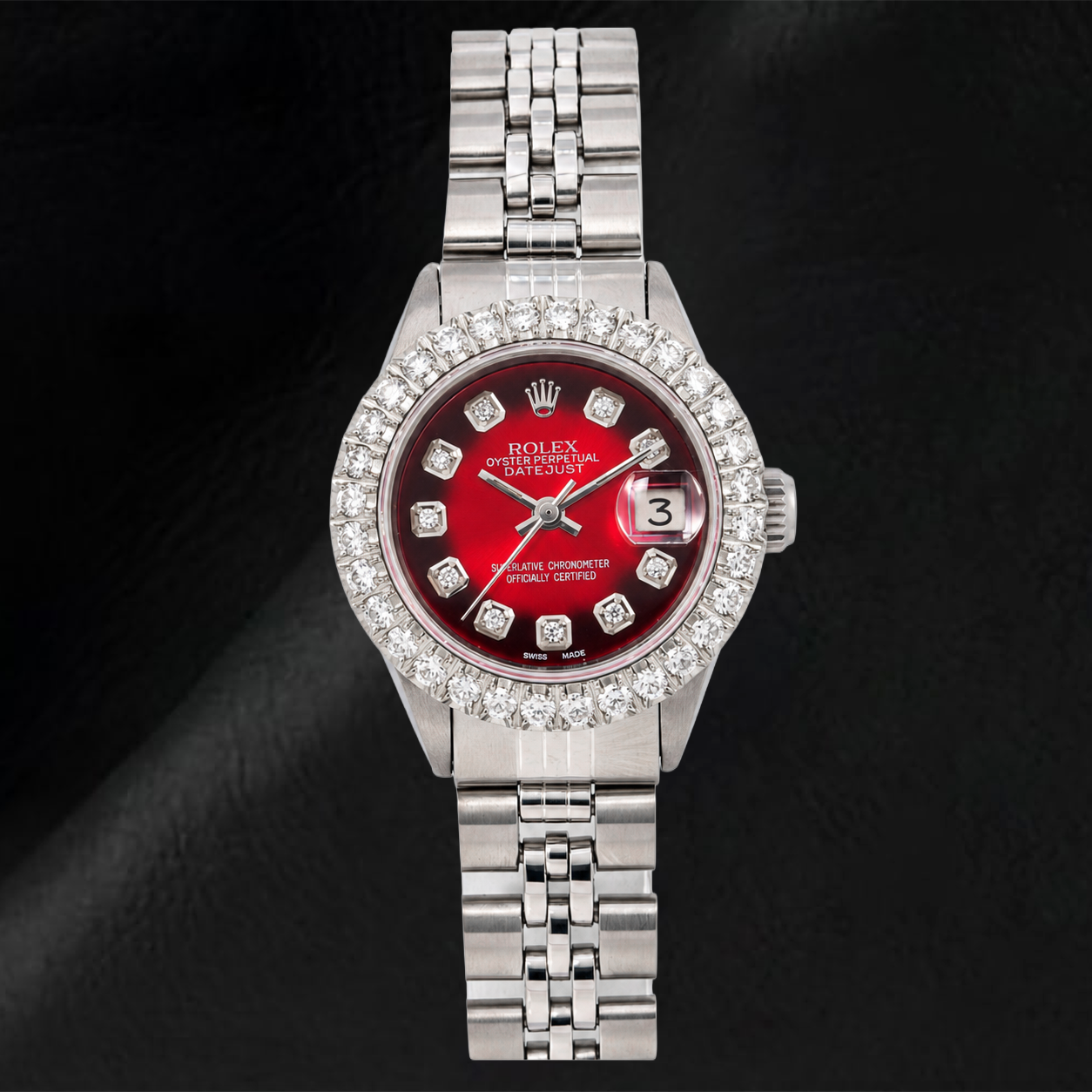 Rolex Datejust 6917 26mm Red Diamond Dial Stainless Steel Jubilee Bracelet Watch