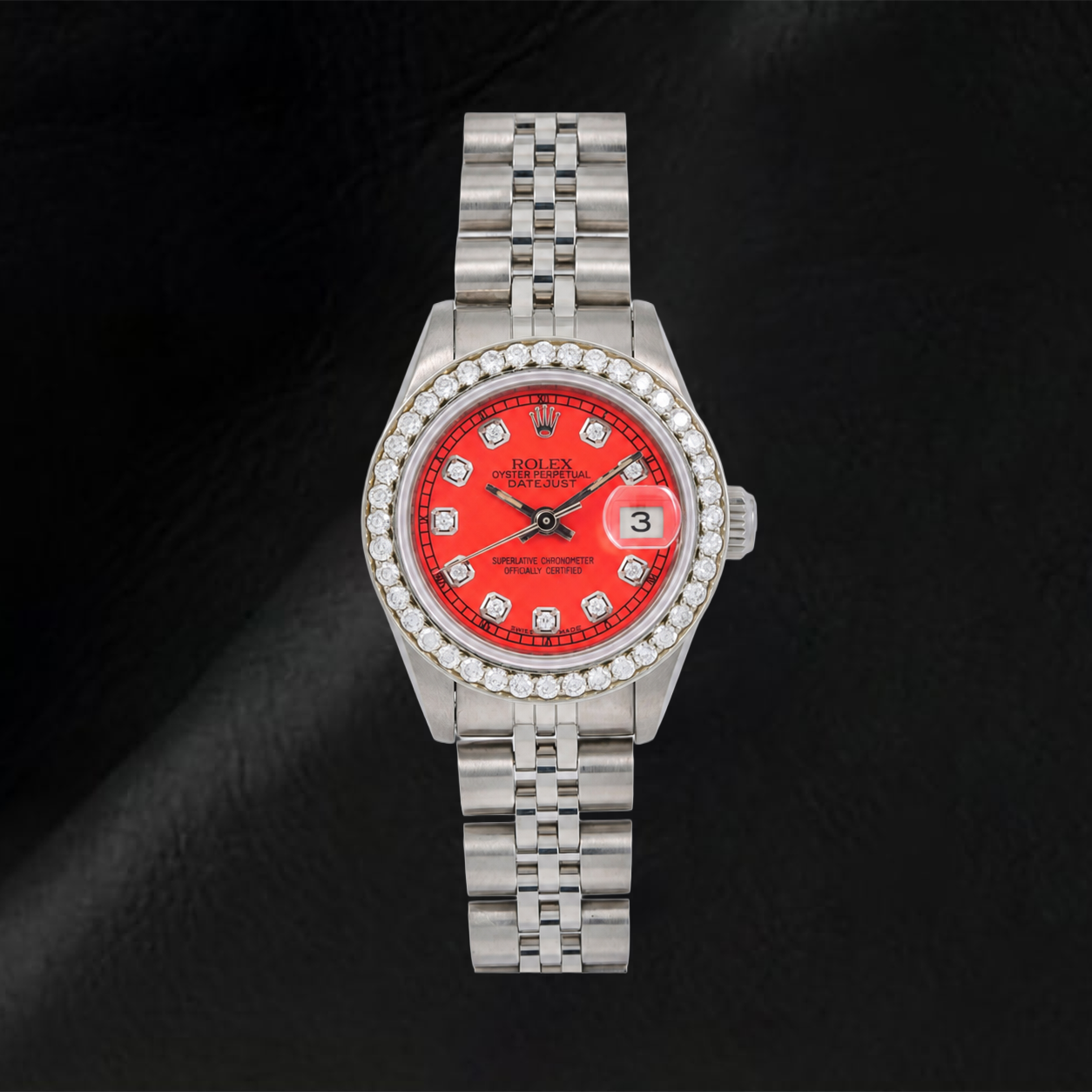 Rolex Datejust 6917 26mm Red Diamond Dial Stainless Steel Jubilee Bracelet Watch