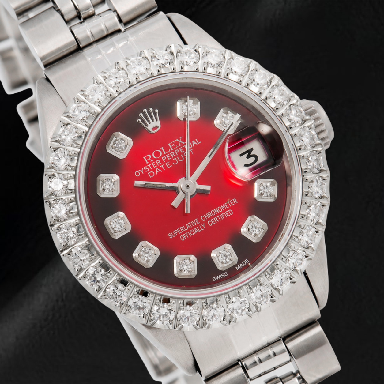 Rolex Datejust 6917 26mm Red Diamond Dial Stainless Steel Jubilee Bracelet Watch