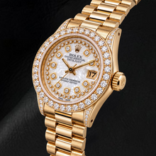 Rolex Datejust 6917 26mm White Mother of Pearl String Diamond Dial Yellow Gold Watch