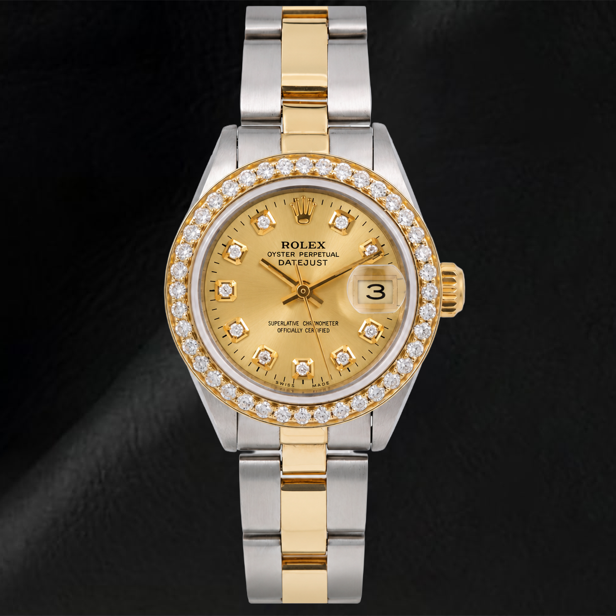 Rolex Datejust 69173 26mm Champagne Diamond Dial Two Tone Oyster Bracelet Watch