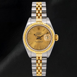 Rolex Datejust 69173 26mm Champagne Stick Dial Two Tone Jubilee Bracelet Watch