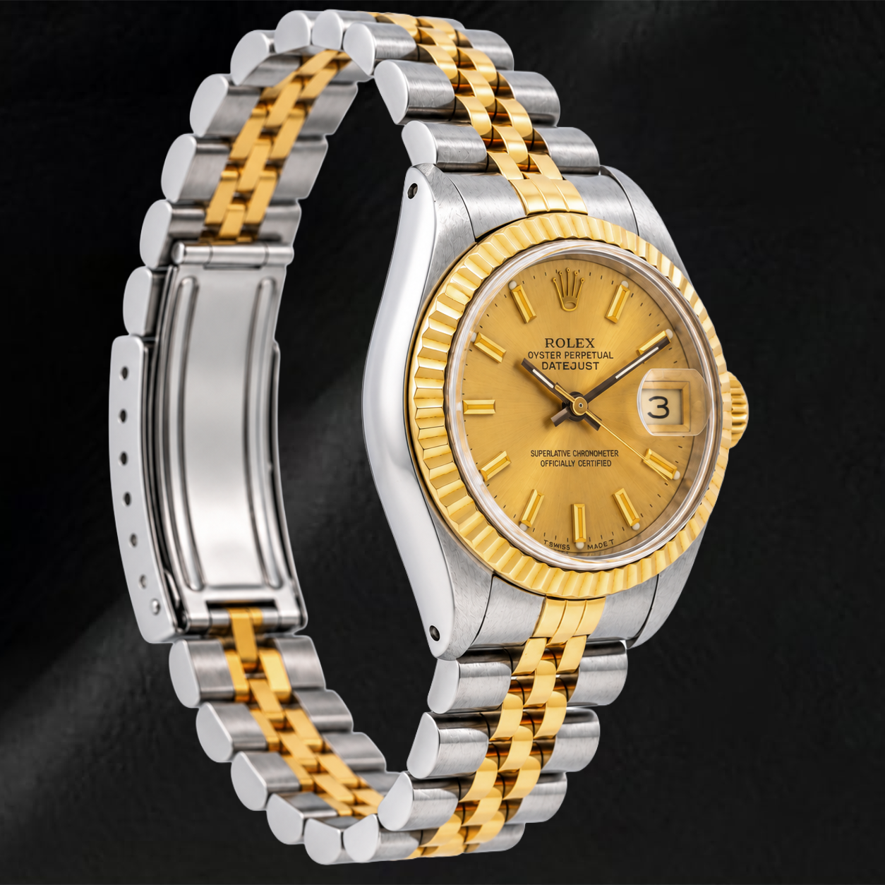 Rolex Datejust 69173 26mm Champagne Stick Dial Two Tone Jubilee Bracelet Watch