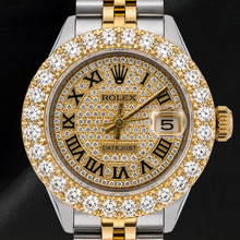 Rolex Datejust 69173 26mm Paved Diamond Roman Dial Two Tone Jubilee Bracelet Watch