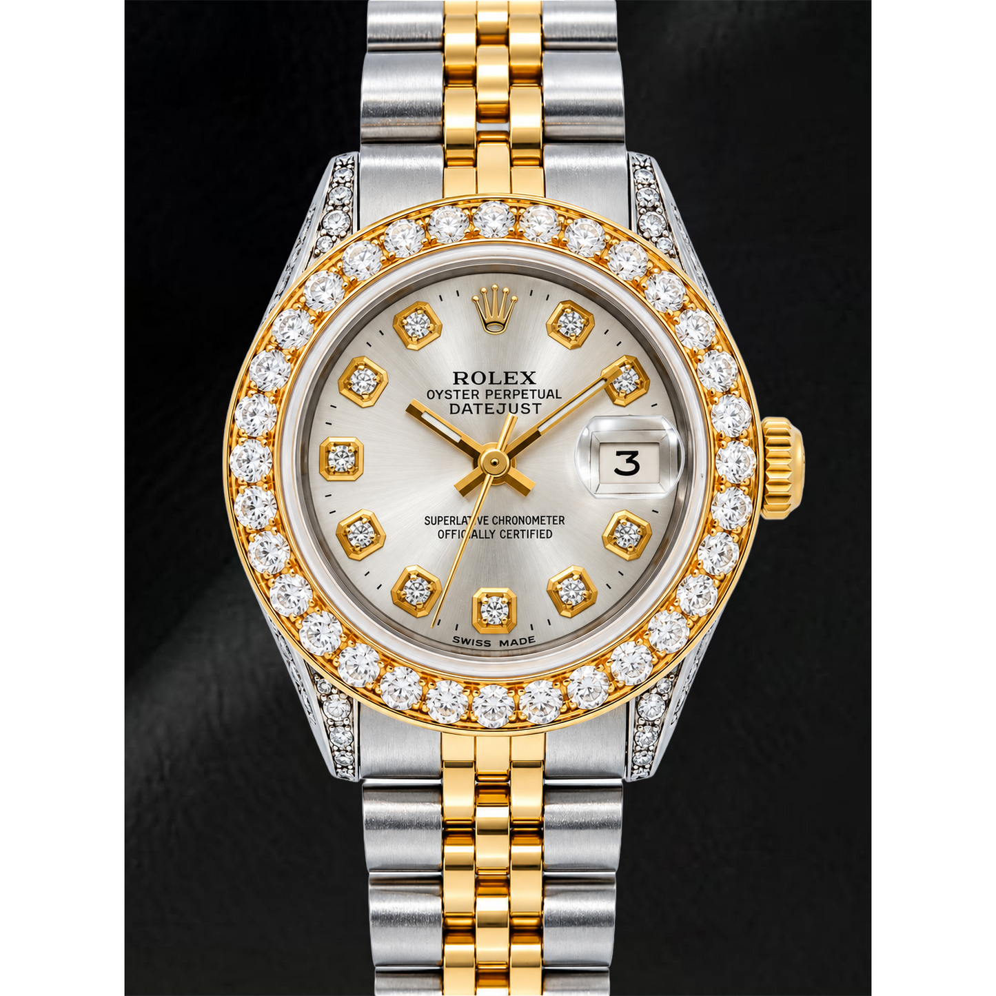 Rolex Datejust 69173 26mm Silver Diamond Dial Two Tone Jubilee Bracelet Watch