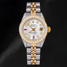 Rolex Datejust 69173 26mm White Mother of Pearl Diamond Dial Two Tone Watch