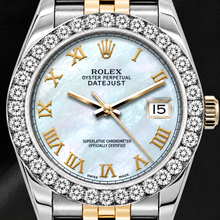 Rolex Datejust 69173 26mm White Mother of Pearl Roman Dial Two Tone Jubilee Bracelet Watch