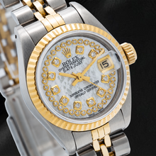 Rolex Datejust 69173 26mm White Mother of Pearl String Diamond Dial Two Tone Jubilee Bracelet Watch