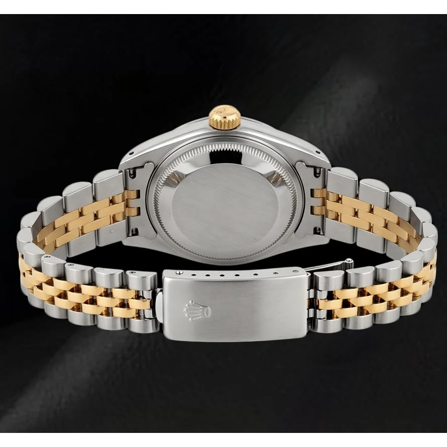Rolex Datejust 69173 26mm White Mother of Pearl String Diamond Dial Two Tone Jubilee Bracelet Watch
