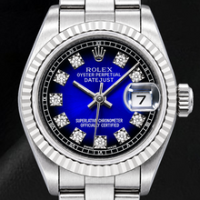 Rolex Datejust 69174 26mm Blue Factory Diamond Dial Stainless Steel Watch