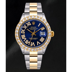 Rolex Datejust II 116333 41mm Blue Roman Diamond Dial Two Tone Watch