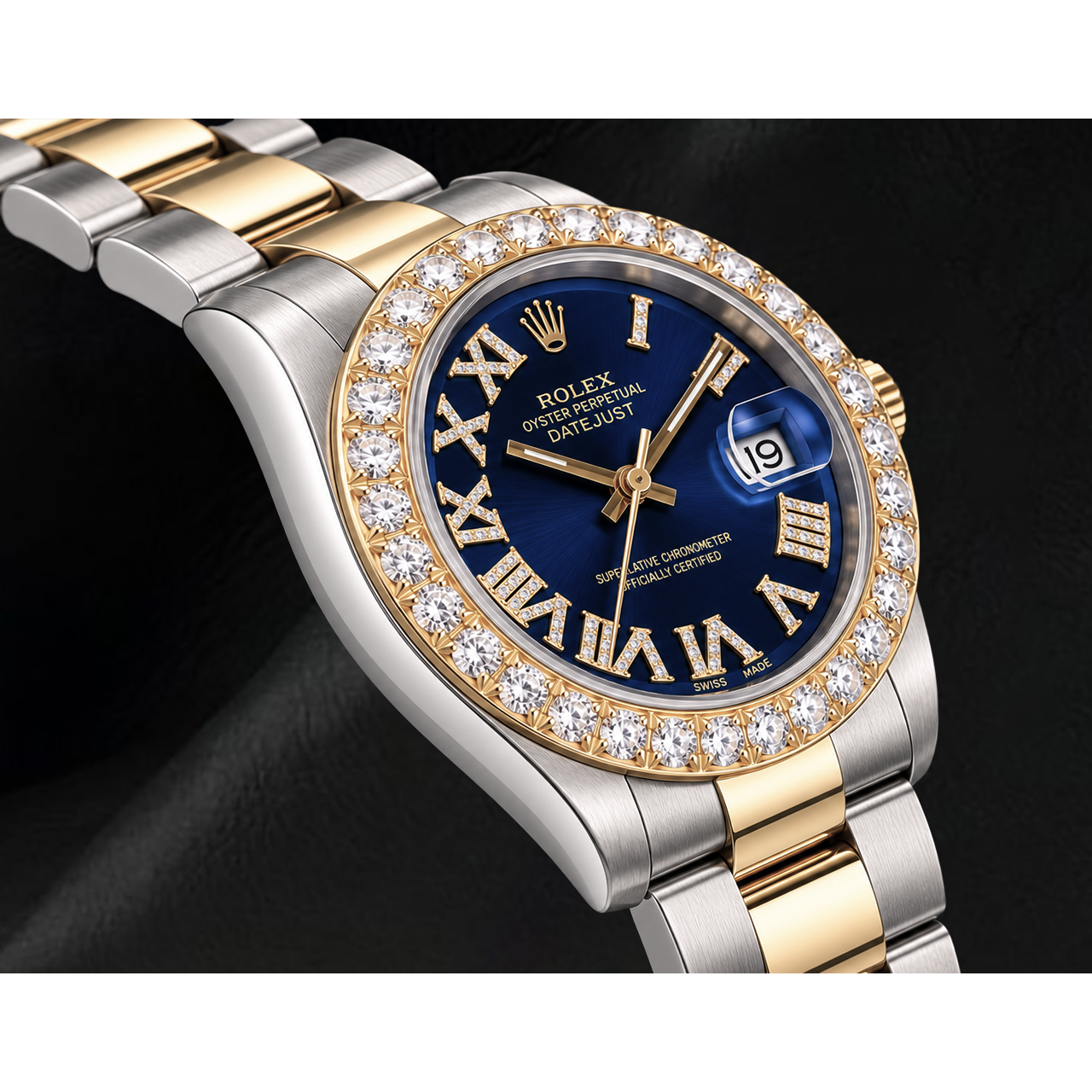Rolex Datejust II 116333 41mm Blue Roman Diamond Dial Two Tone Watch