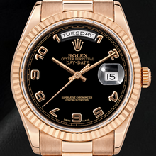 Rolex Day-Date 118235 36mm Black Arabic Dial Rose Gold Watch