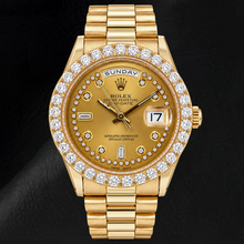 Rolex Day-Date 18038 36mm Champagne String Diamond Dial Yellow Gold Watch