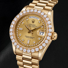 Rolex Day-Date 18038 36mm Champagne String Diamond Dial Yellow Gold Watch