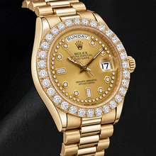 Rolex Day-Date 18038 36mm Champagne String Diamond Dial Yellow Gold Watch