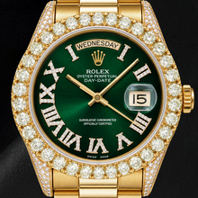 Rolex Day-Date 18038 36mm Green Roman Diamond Dial Yellow Gold Watch
