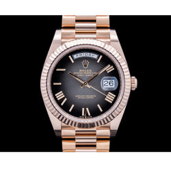 Rolex Day Date 228235 40mm Black Roman Dial Rose Gold Watch