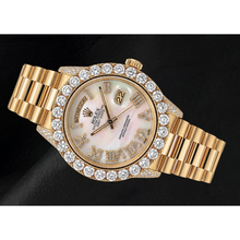 Rolex Day Date 36mm 1803 White Mother of Pearl Roman Diamond Dial Watch Yellow Gold