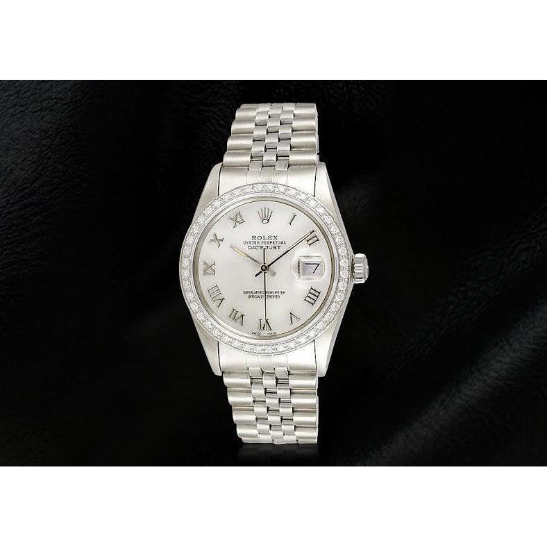 Rolex Dj White Mop Roman Dial Natural Earth Mined Diamond Bezel Ss Jubilee Bracelet QUICK SET