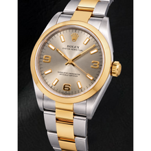 Rolex Oyster Perpetual 14203 34mm Gray Luminous Arabic Dial Two Tone Watch
