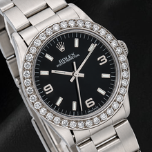 Rolex Oyster Perpetual 26mm 76030 Black Arabic Dial Diamond Bezel Watch