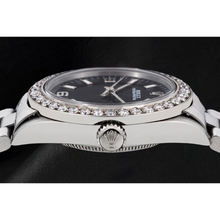 Rolex Oyster Perpetual 26mm 76030 Black Arabic Dial Diamond Bezel Watch