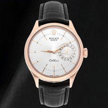 Rolex Oyster Perpetual 50515 39mm Silver Stick Dial Black Leather Strap Rose Gold Watch