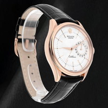 Rolex Oyster Perpetual 50515 39mm Silver Stick Dial Black Leather Strap Rose Gold Watch