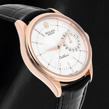 Rolex Oyster Perpetual 50515 39mm Silver Stick Dial Black Leather Strap Rose Gold Watch