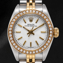 Rolex Oyster Perpetual 67193 26mm White Stick Dial Two Tone Jubilee Bracelet Watch
