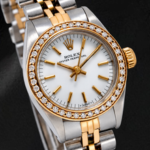 Rolex Oyster Perpetual 67193 26mm White Stick Dial Two Tone Jubilee Bracelet Watch